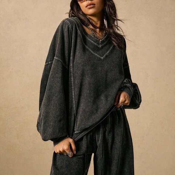 Casual Women's loose Trousers & Sweatshirt Two-Piece set - Picture 5 of 8